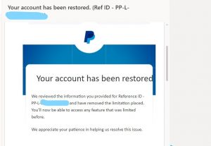 40405PayPal Account Limited Restored Service