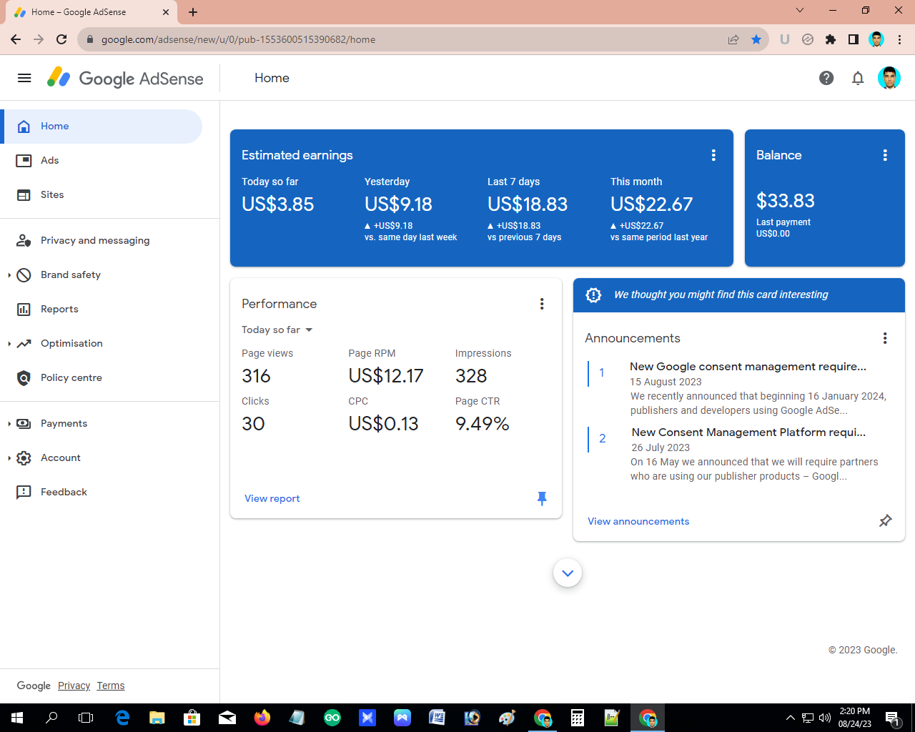 113373fast Time payment Recived adsense +  website sell