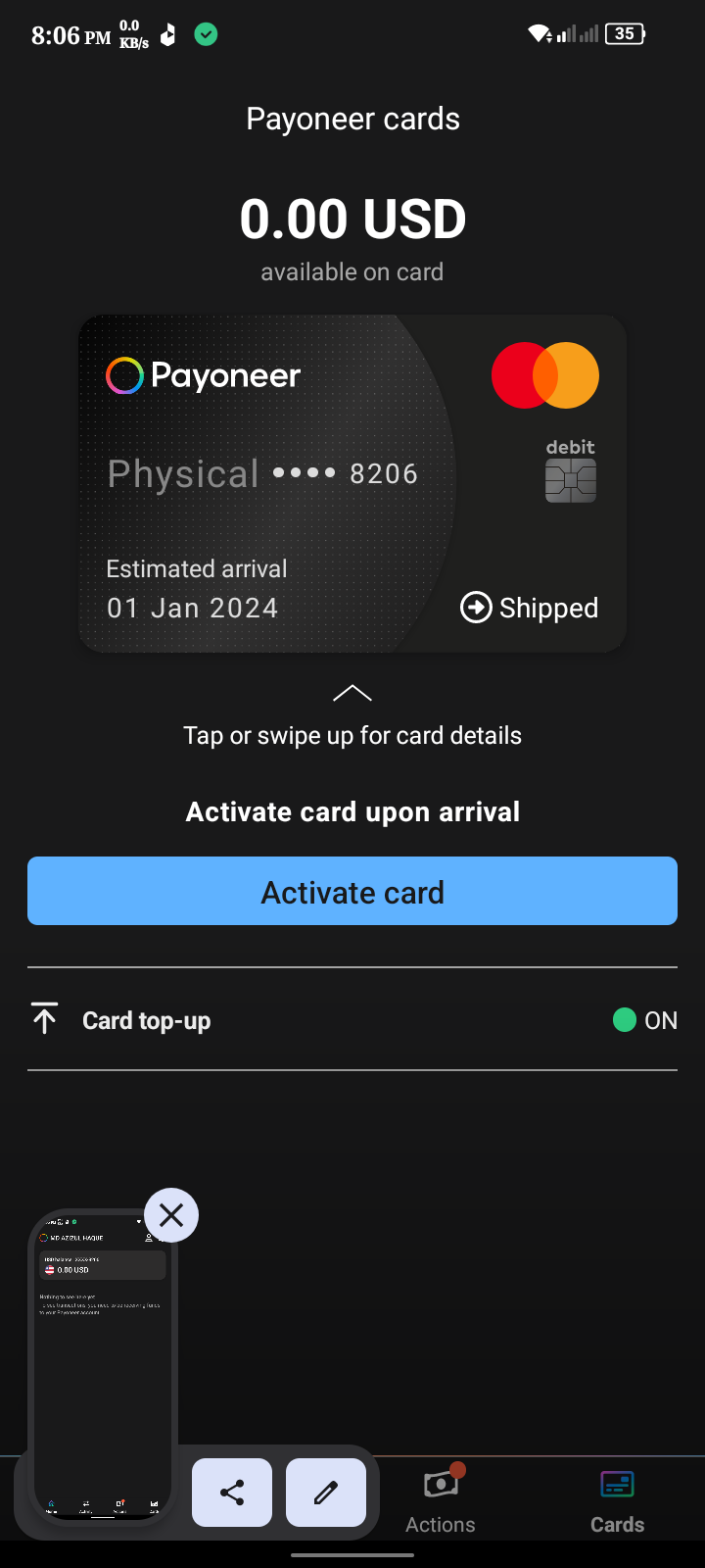 135580Paynoeer card order Account Approval